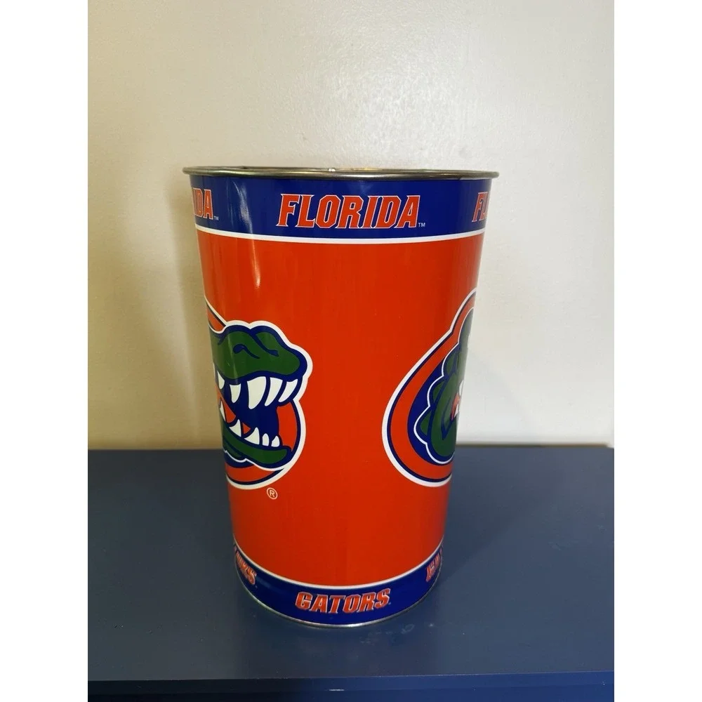 Vintage University of Florida Metal Trash Can Y2K 15